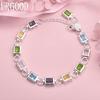 925 Sterling Silver Square AAA Zircon Bracelet Fashion Wedding Jewelry