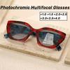 Smart Photochromic Reading Glasses for Women Men Luxury Cat Eye Frame Finished Prescription Near Far Bifocal Sunglasses To +4.0