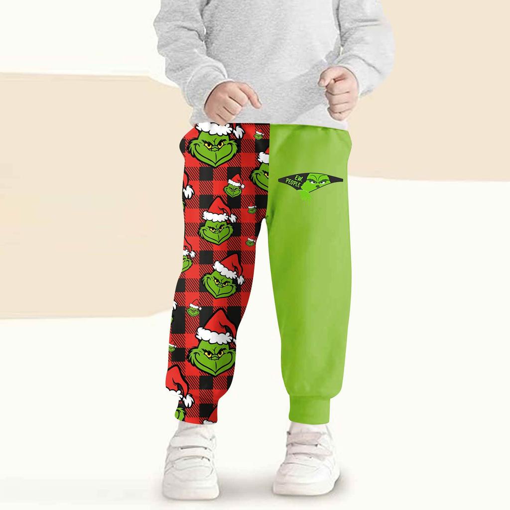 Kids' Fashion Christmas Print Loose-Fit Waistband Casual Sweatpants