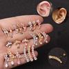 Women's 3 Colors Metal Cartilage Studs Flower Diamond Helix Cartilage Earrings Piercing Jewelry