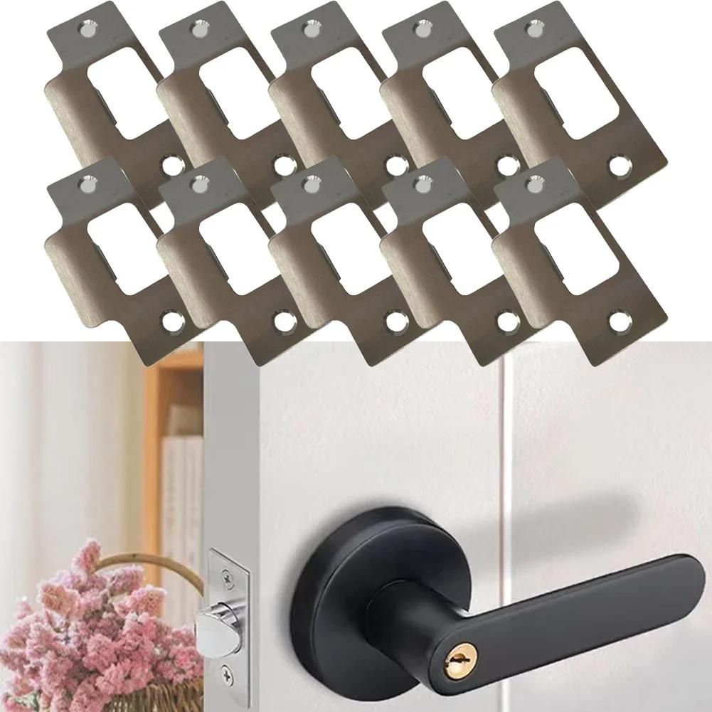 5/10pc Standard Tubular Latch Door Safety Guard Latch Replacement Striker Plate Nickel Plated Bathroom Lock Accessories