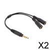 2x2.5mm Male To 3.5mm Female Adapter And Splitter Mic Audio Cables , Black, 2