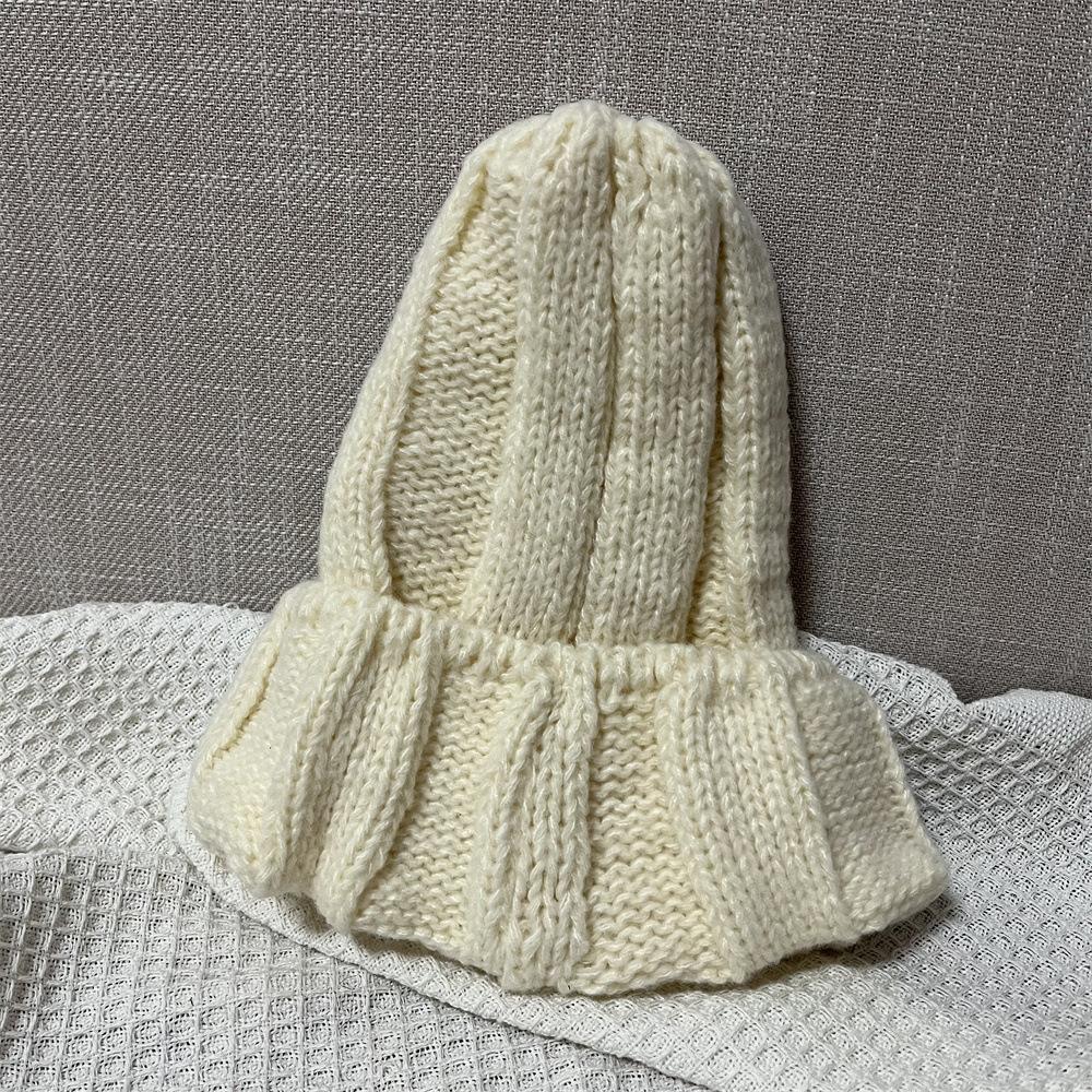 Do Not Pick People, Solid Color Knitted Hats for Men and Women, Thickened and Showing the Face, Small Cone Top Wool Hat, Bare Body Pullover Hat Tide