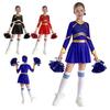 Girls Cheerleading Uniform Long Sleeve Dress Cheer Leader Outfits Set Stage Performance Costume