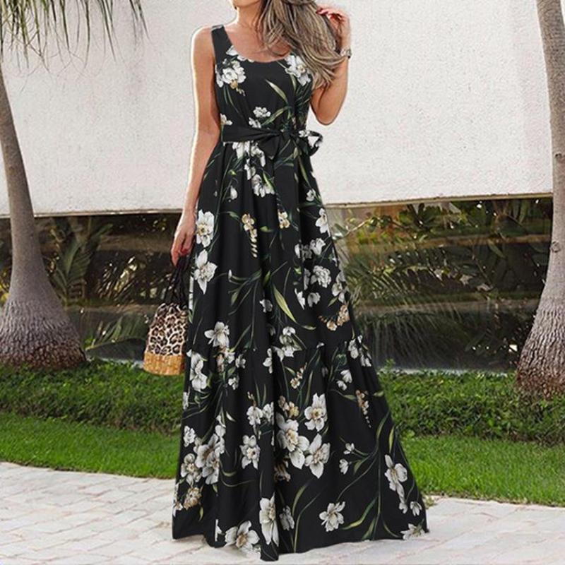 Women's Fashion Summer Printed Long Skirt Dress Casual Dresses