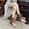 Spot Second Hair! Herringbone Pinch Rivets Tassel New Summer Open-toe Side Zipper Inner Height Increase Roman Cool Boots Women