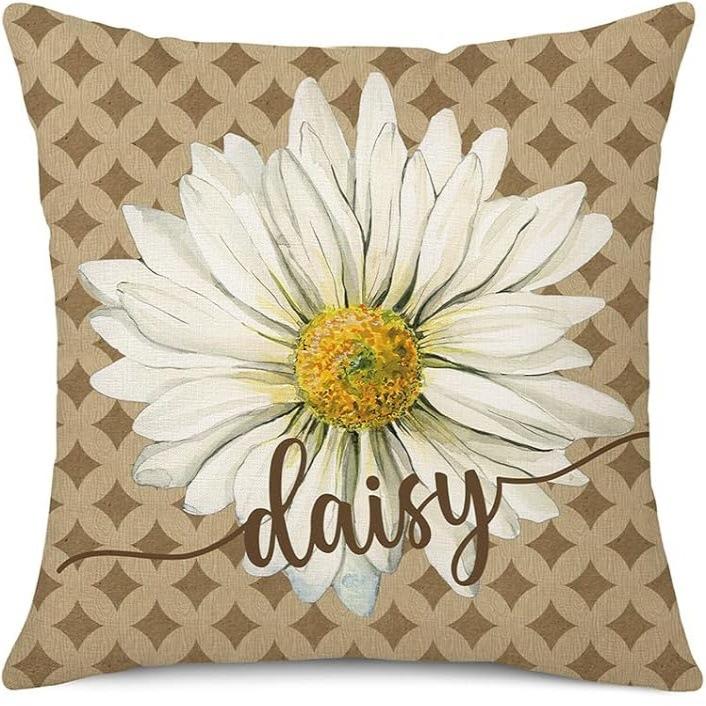 Easter Decoration Spring Sunflower Linen Throw Pillow Cover Car Sofa Lumbar Pillow Cushion