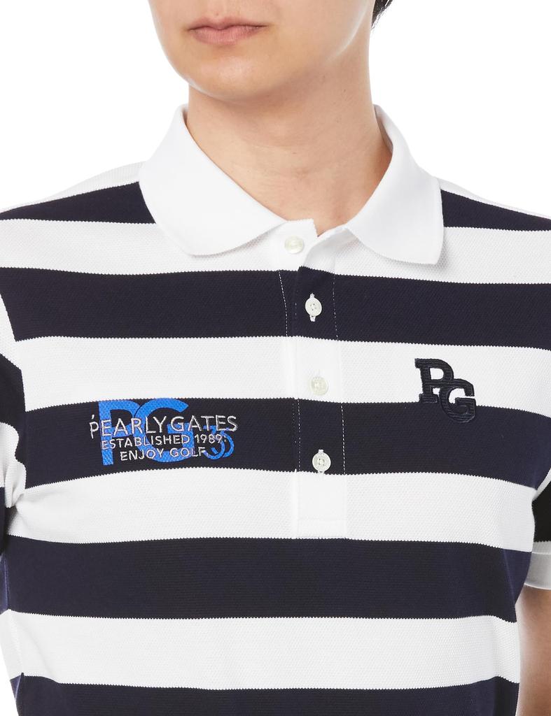 PEARLY GATES Men's Short Sleeve Polo Shirt (35th Anniversary Series Striped Pattern) / Golf / 053-4160203 121_Navy X White 4 [M]