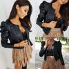 Fashion Short Cozy Jacket Motorcycle Coat Synthetic Leather Jacket for Women