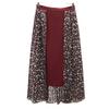 CLANE Midi Length Drop Flower Pleated Layered Skirt 2 Brown X Bordeaux Women Used