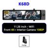 4K 3 Way Dash Cam 3 Channel Rearview Mirror Front Inside Rear 2K+1080P+1080P WiFi Dual Lens Car Dvr Camera Infrared Night Vision