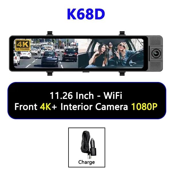 4K 3 Way Dash Cam 3 Channel Rearview Mirror Front Inside Rear 2K+1080P+1080P WiFi Dual Lens Car Dvr Camera Infrared Night Vision