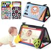 Baby Toy,Baby Fabric Books with Mirror,Foldable Baby Mirror with Black White Contrast Pattern,Baby Books Pram Toy From 0-12 Months Gift for Boys Girls