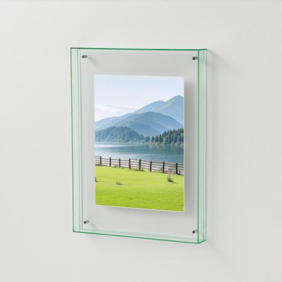 Floating Photo Frame Horizontal Vertical Neon Acrylic Home Gallery Office Wall Mount Desktop Standing Decorative Picture Poster Display Frame