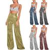 Women's Fashion Hot Stamped Wide Leg Pants High Waisted Straight Leg Casual Pants