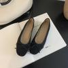 Square Head Bow Shallow Mouth Single Shoes Female 2025 Spring and Autumn New Suede Gentle Fairy One Pedal Flat Beanie Shoes