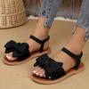 Cloth Sandals Soft-soled Bow Shoes One-line Sandals Fashionable and Sweet Flip-flops