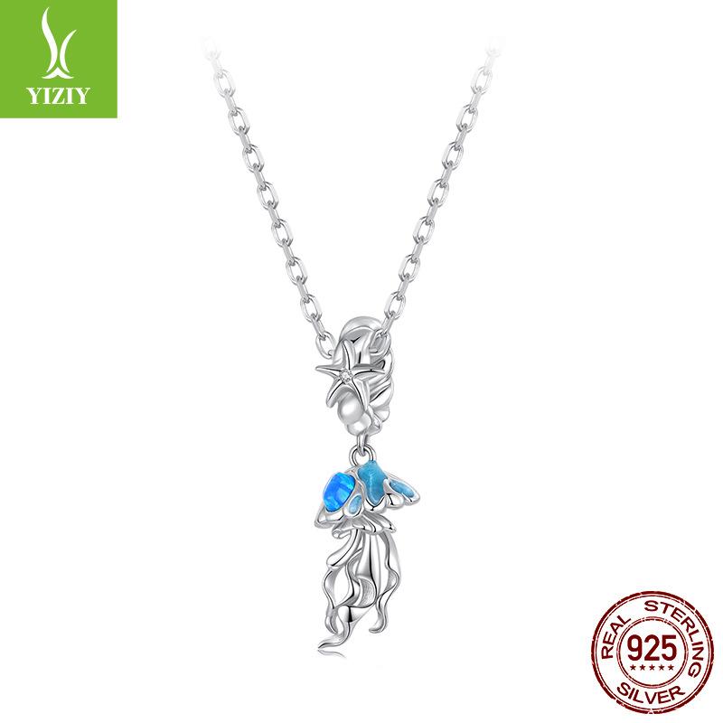 Dream Jellyfish Pendant, Ocean Wind S925 Sterling Silver Diy Bead Loose Bead Jewelry Accessories
