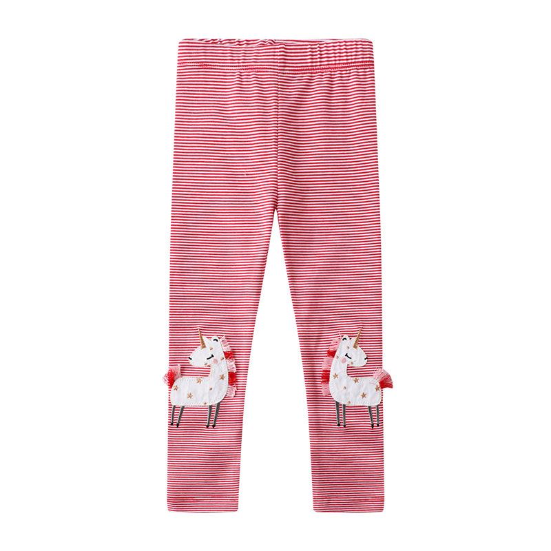 Embroidery Cartoon Leggings for Girls - Spring/Summer Thin Tights for Kids