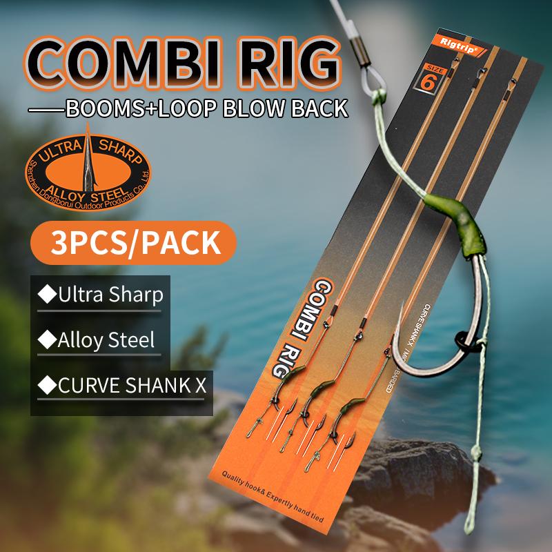 3pcs/pack Carp Fishing Combi Rig Hook Size 2 4 6 Hair Rigs With Booms Loop 35lb/15.9kg For Carp Fishing Tackle Accessories