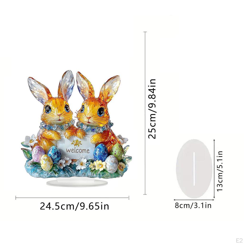 Easter Bunny Desktop Statue 2D Flat Acrylic Ornament Cute Accessories Lightweight Tabletop Figurine