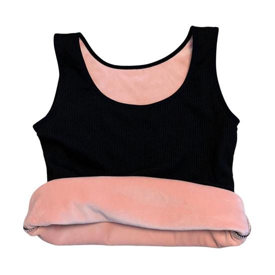 Winter Women Thermal Vest Seamless Plush Fast Temperature Lock Round Neck Slim Fit Elastic