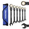 Combination Wrench, Flex Ratchet Wrench, 6-Piece Set (8, 10, 12, 13, 14, 17mm), Swivel Ratchet, Fits Stripped Bolts and Nuts, 72-Gear Dual-Use