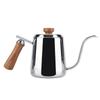 FUN COFFEE Drip Pot Open Fire Narrow Mouth 600ml Drip Pot Popular Wooden Handle Narrow Mouth Pot Stainless Steel Wooden Handle Handle with Lid