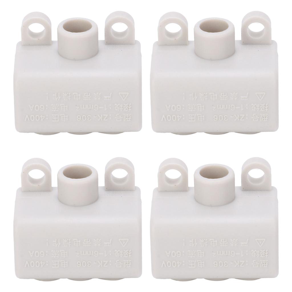 4Pcs HighPower Main Splitter TShape Wiring Terminal Block Industrial Connector 400V 60A(1in