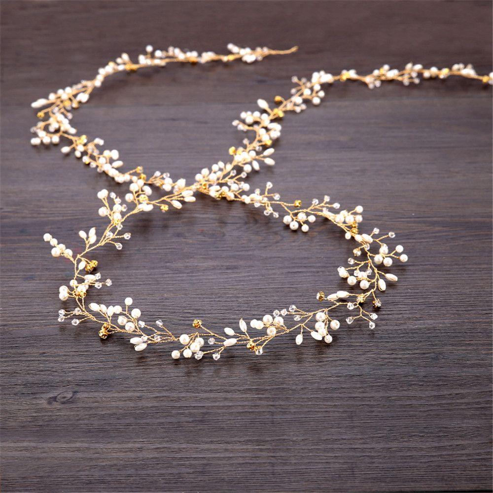 Bridal's Tiara Hair Jewelry Bride Accessories Wedding Hair Vine Pearl Crystal Diamante Headband