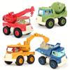 4pcs Vibrant Construction Toy Truck Set for Kids Sandbox Excavator, Dump Truck, Cement Mixer,Crane Durable Plastic, Ideal Christmas Birthday Gift,