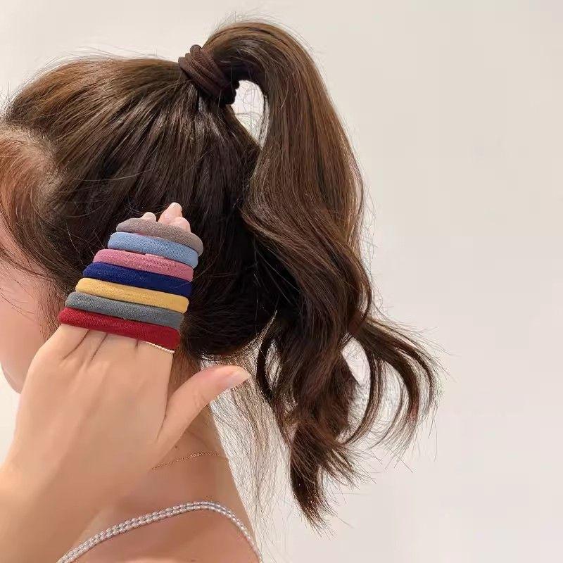 Canned Girls Tie-up Hair Head Rope High Elastic Durable Hair Rope Black Hair Ring Leather Cover Rubber Band New