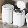 "Contemporary Dual-Open Pedal Trash Can: Stylish Wastebasket with Push Cover for Home & Bedroom"