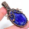 Sapphire(Simulated) Gemstone Copper Wire Wrap Pendant 2.56" h5Y72