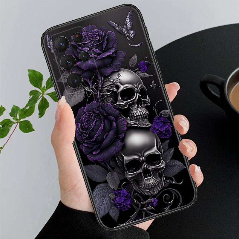 Skull Flower Art Phone Case For Samsung A35 A55 A54 A15 A25 A05s A05 A22 A24 A52 A33 A34 M34 M14 M54 M23