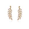 Hollow Out Leaves Earrings for Women Trendy Vintage Crystal Ear Stud Wheat Unique Design Silver Golden Color Girl Jewelry Gift