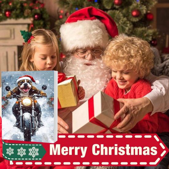 Christmas Funny Motorcycle Dog Advent Calendar 2025 24-Day Countdown with 2D
