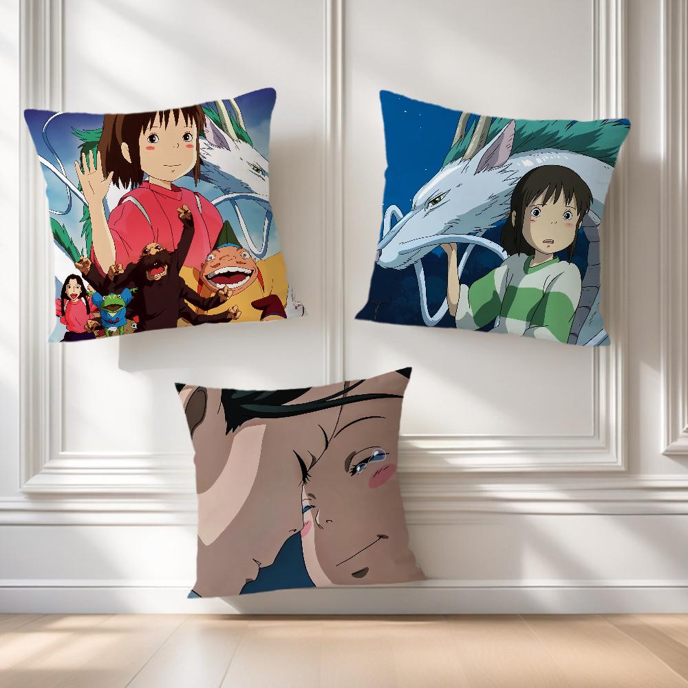 A-Away S-Spirited Cushion Cover Anime Film Soft Comfortable Pillow Case for Sofa Living Room Home Office Decor Protective Covers