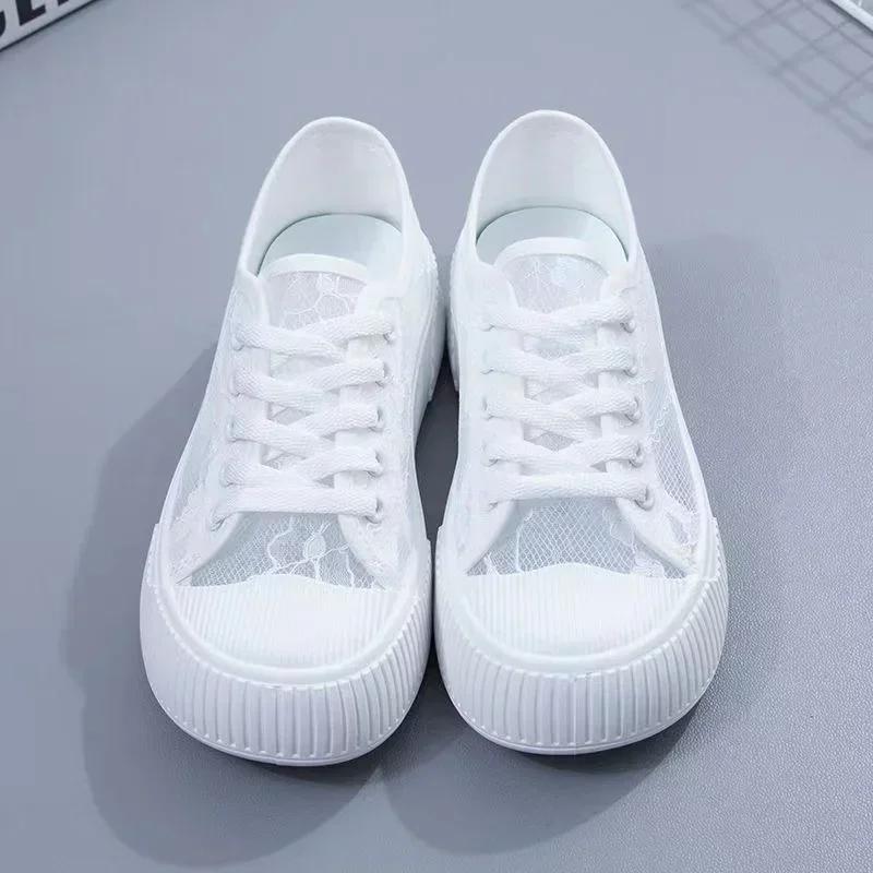 Summer Women Lace Casual Shoes Woman Breathable Mesh Sneakers Flats Platform Floral Loafers Comfort Shallow Walking Black Shoes