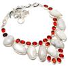 Rainbow Moonstone, Garnet 925 Sterling Silver Jewelry Necklace 18" O4D13