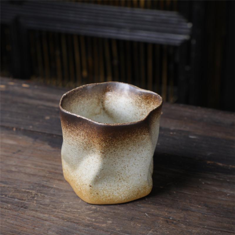 Creative Coffee Cup Coarse Pottery Water Cup Retro Supply Niche Ceramic Cup Japanese Ceramic Special-Shaped Cup