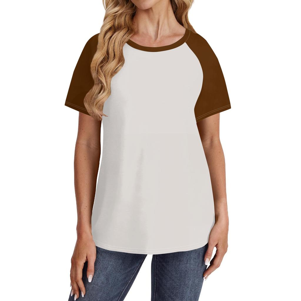 Women's Short Sleeve T Shirts Round Neck Cute Tunic Tops Basic Tees Blouses Loose Fit Pullover