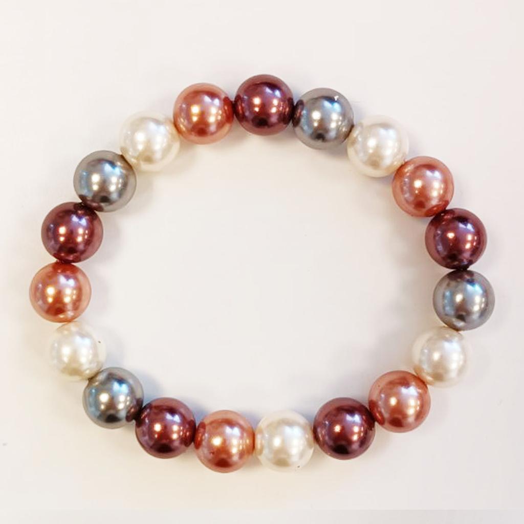 Les Trésors De Lily [R8486] - Pink Gray 'Perla' Pearl Bracelet - 10 Mm