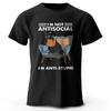 Summer Men's I Am Not Anti Social Printed T-Shirt Cotton Oversized Funny Cat Graphic Tees for Men Women Tops
