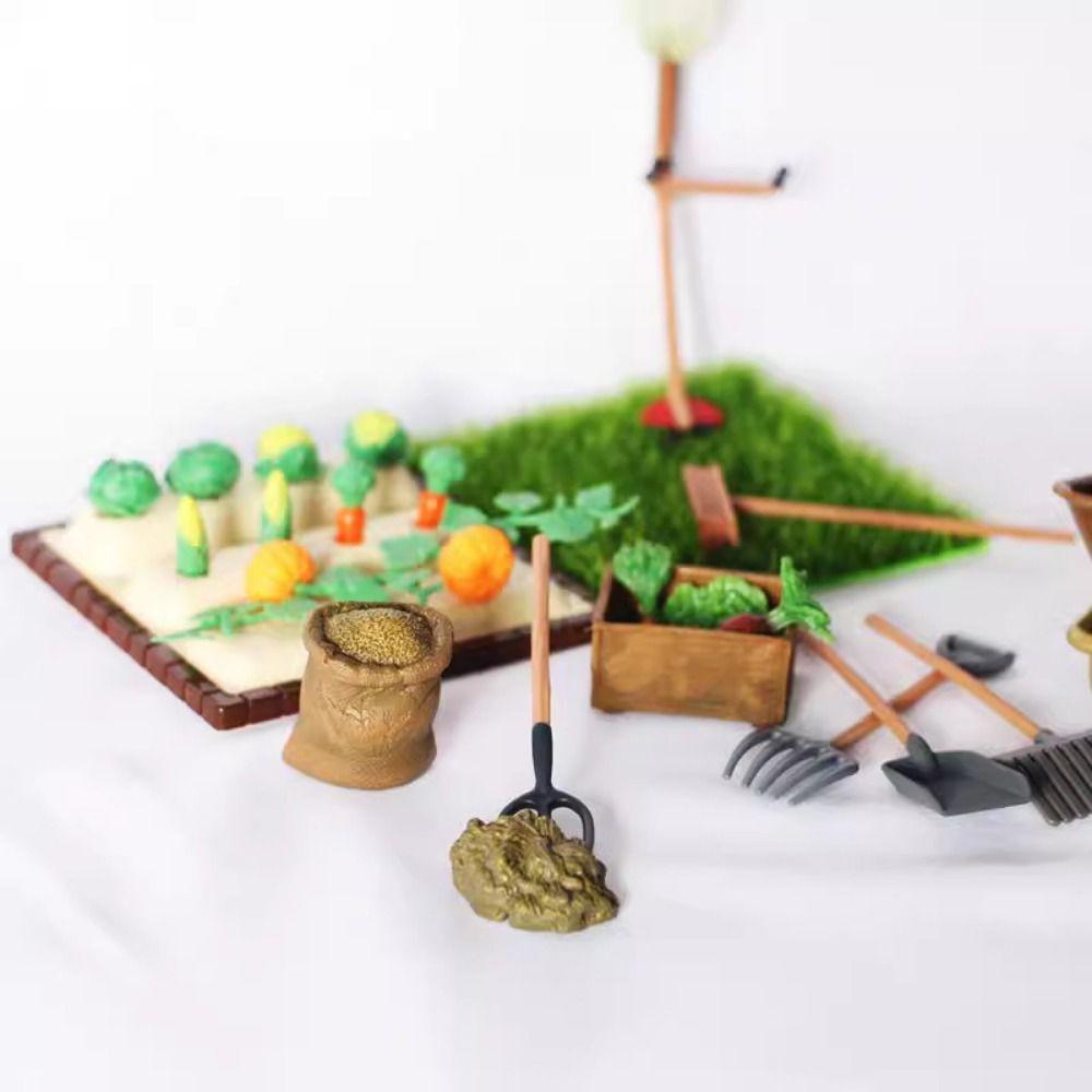 Vegetable Field Dollhouse Simulation Vegetable Farm Miniature Planting Tools Outdoor Dollhouse