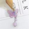 Cute Acrylic Butterfly Keychain Transparant Round Ball Tassel Keyring Women Bag Charm Earphone Case Car Key Pendant DIY Ornament