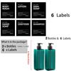 2pcs/set 500ml Square Empty Lotion Bottles with Labels Refillable Bottle Dispenser Containers Soap and Dish Soap Dispenser