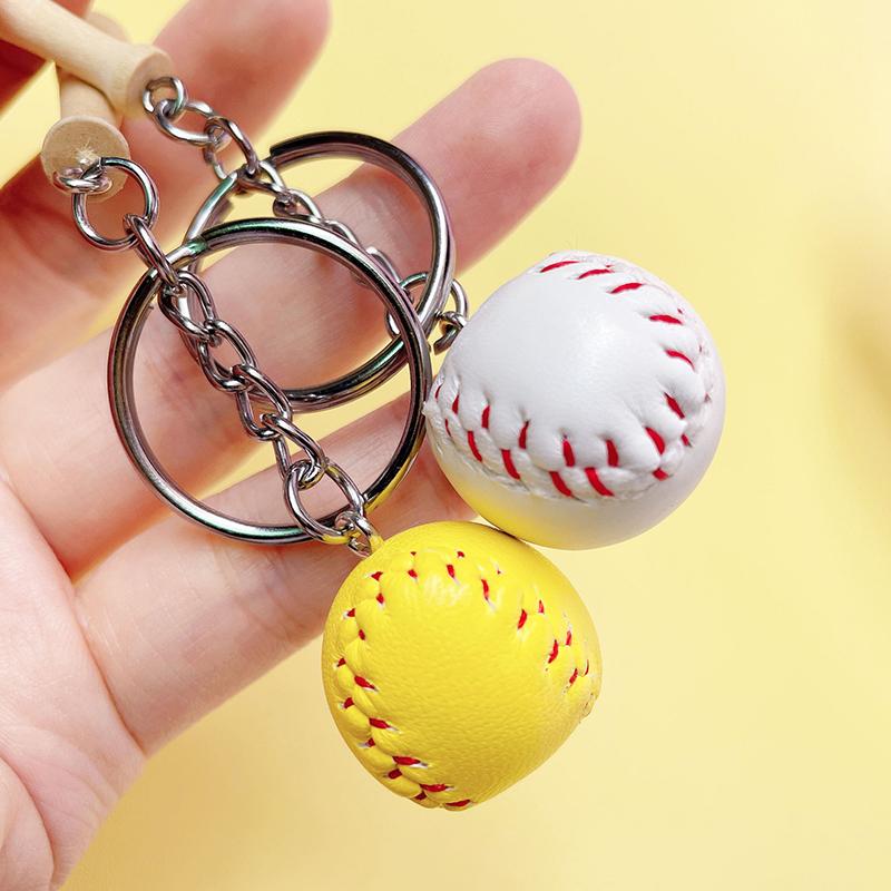 Baseball Keychain Mini Wooden Bat Ball Keyring Keychains Sports Ball Key Ring