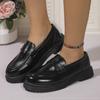 Fashion Solid Color PU Leather Flat Loafers Women Comfortable Soft Sole Slip On Shoes Woman Lightweight Casual Shallow Mouth Black Flats