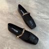 One-word Buckle Square Head Single Shoes Women's 2025 New Shoes French Mary Jane Women's Shoes Black Xiaoxiang Evening Breeze Flats